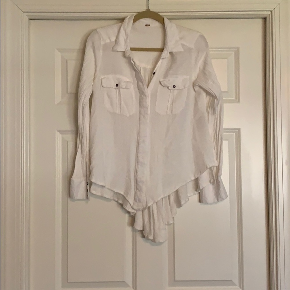 Free People button up, tie back Henley